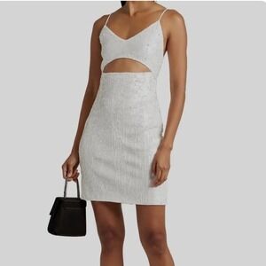 ALICE + OLIVIA VALLI CAMI DRESS white sequin